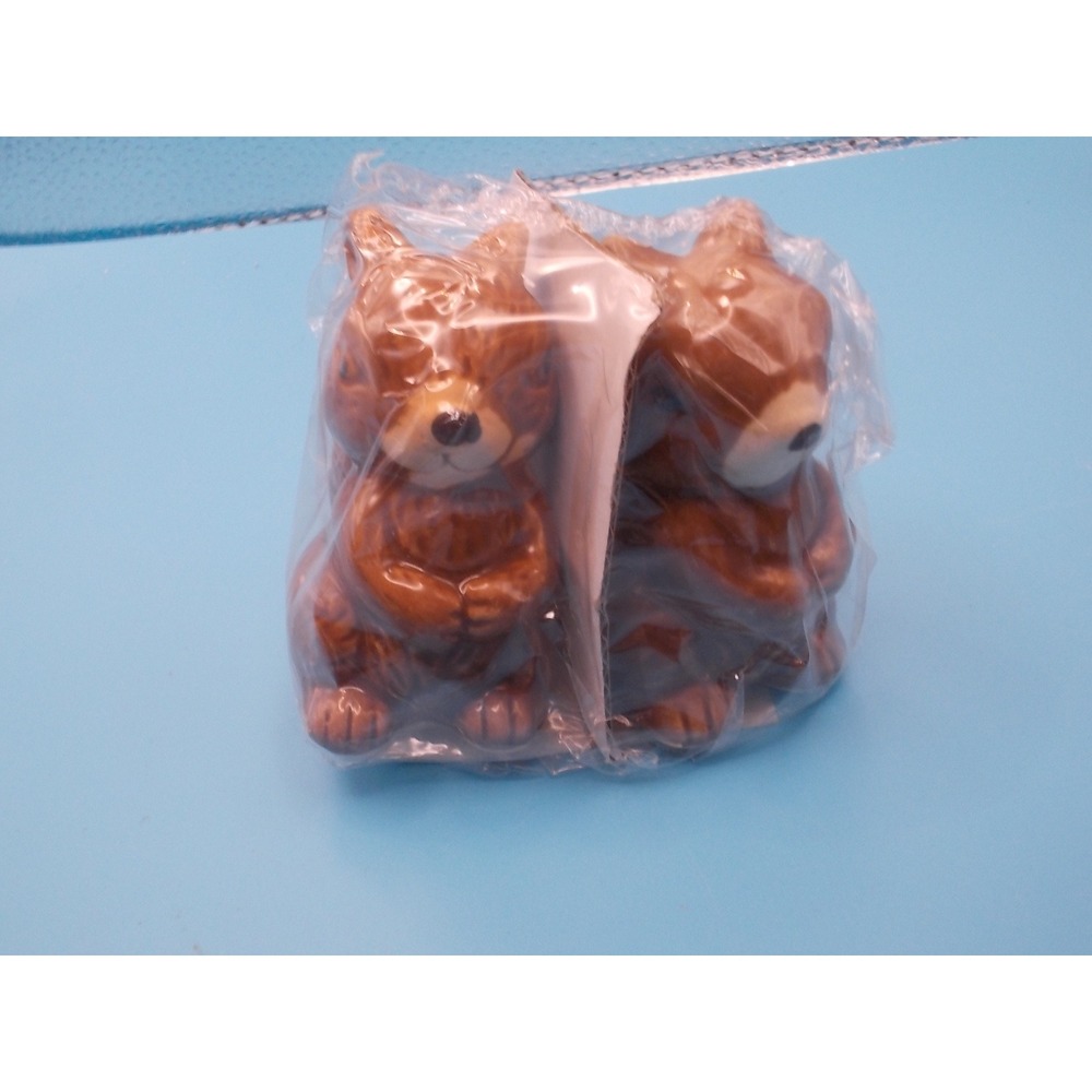 Vintage Style Ceramic Squirrel Salt and Pepper Shakers Brown Woodland Decor Set